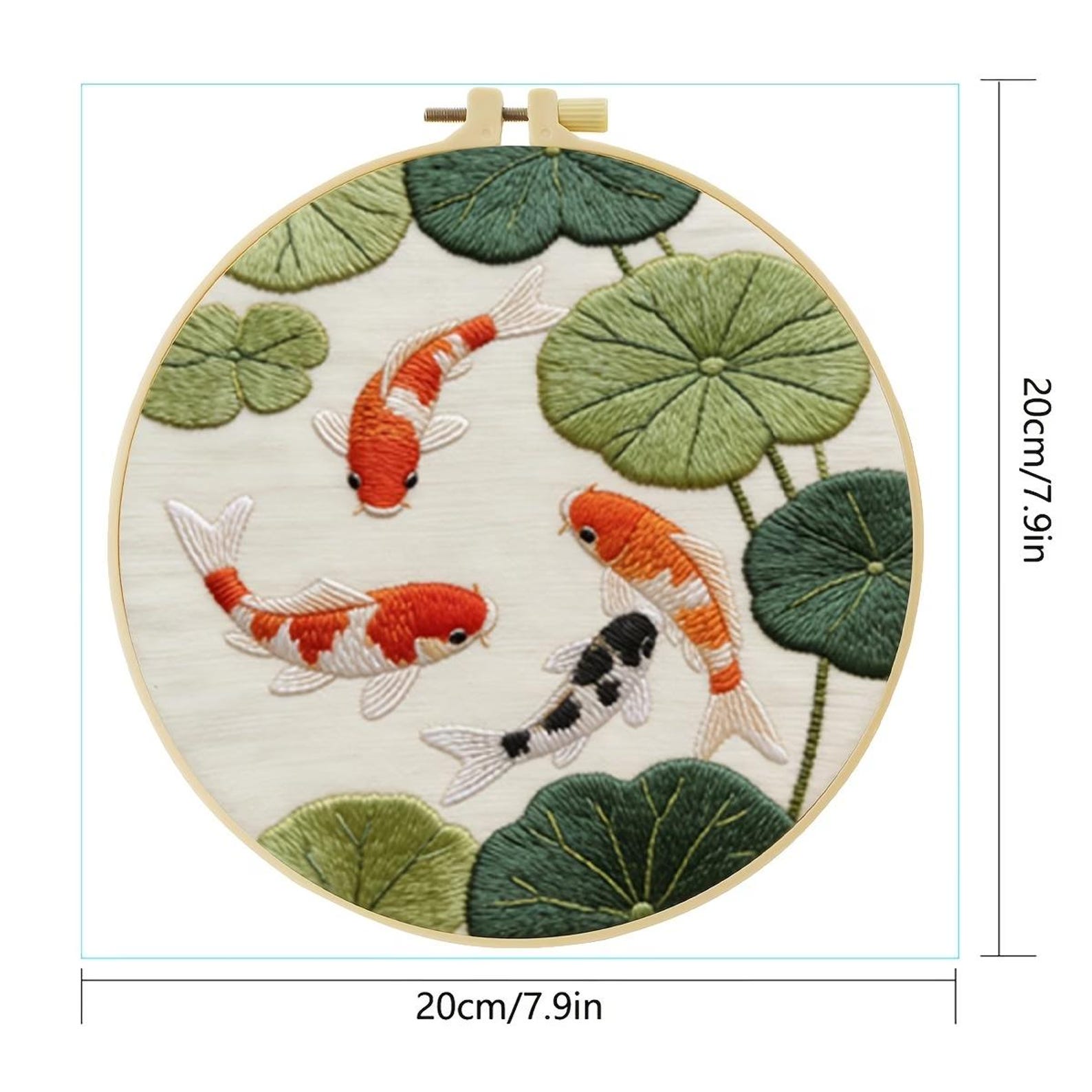 Koi Fish Embroidery Kit for Beginners, DIY Satin Stitch Starter Kit ...