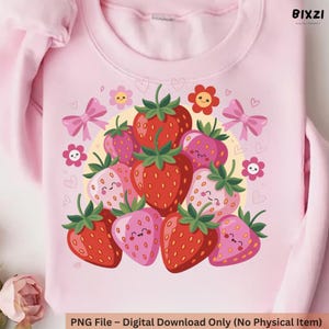 Cute Strawberry PNG, Kawaii Fruit Clipart, Red Berry Illustration, Summer Fruit Digital Download, Sweet Strawberry Art, Sublimation Design