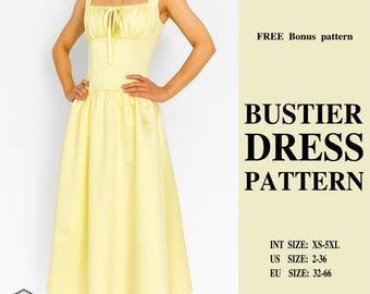 Bustier Dress Sewing Pattern: Strapless Corset Top, XS-5XL (Digital Download)