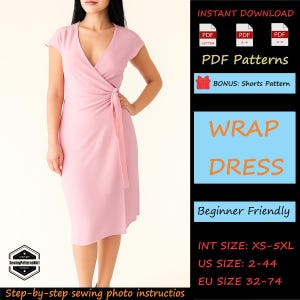 Wrap Dress Sewing Pattern: Beginner-Friendly DIY (PDF Download XS-5XL A0 A4 Letter)