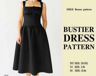 Plus Size Bustier Dress Sewing Pattern: Strapless Corset Top (XS–5XL PDF)