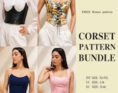 4 Corset Patterns Bundle, Underbust Belt, Strapless Corset, Renaissance Corset, Corset Top Sewing Pattern, XS-5XL PDF