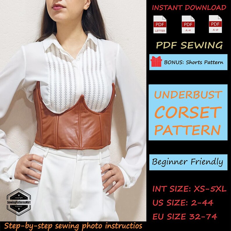 Underbust Corset Sewing Pattern PDF, Modern Waist Cincher, Beginner ...