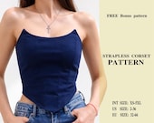 Strapless Corset Sewing Pattern PDF, Bustier Corset Pattern XS-5XL, Overbust Corset Top Pattern, Diy Corset-Instant Download A4 A0 US Letter