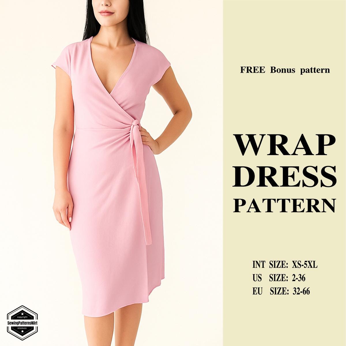 Wrap Dress Sewing Pattern: Beginner-friendly DIY (PDF Download XS-5XL A0 A4  Letter) - Etsy