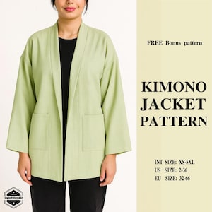 Wzór do szycia kurtki kimono w formacie PDF, XS-5XL, dla początkujących