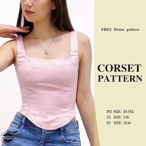 Corset Top Sewing Pattern | Lace Up Back Bustier (PDF Download)