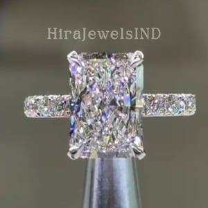 3.0Ct Radiant Cut Moissanite Engagement Ring, Hidden Halo Pave Setting Wedding Bridal Ring, Promise Ring for Her, Anniversary Gift For Women