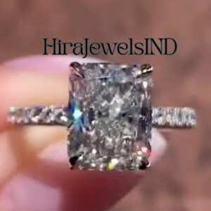 2.5CT Radiant Cut Moissanite Engagement Ring, 14K Solid Gold Hidden Halo Wedding Ring For Bridal, Pave set Anniversary Ring, Ring For Women.