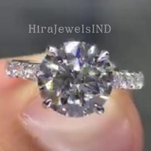 Round Cut 2.5Ct Moissanite Engagement Ring, Half Pave & Hidden Halo Wedding Ring, Perfect for Anniversary Gift, High Profile Ring For Women.