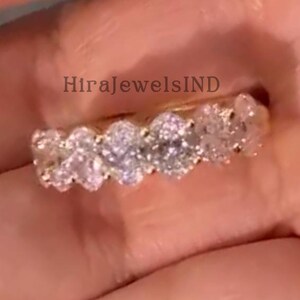 Oval Cut Moissanite Matching Wedding Band, Oval Matching Band for Birthday Gift, Half-Eternity Pave Stacking Band,Anniversary Gift for Women