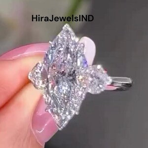 3 CT Marquise Cut Three Stone Ring, Marquise & Pear Cut Moissanite Engagement Ring, Elegant Marquise Ring for Her, Classy Anniversary Gift.
