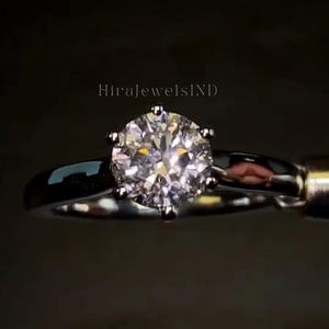 Round Cut Moissanite Engagement Ring, Vintage Tulip & Cathedral Setting Wedding Ring, 6 Petal Flower Prong Set Anniversary Gift for Women.