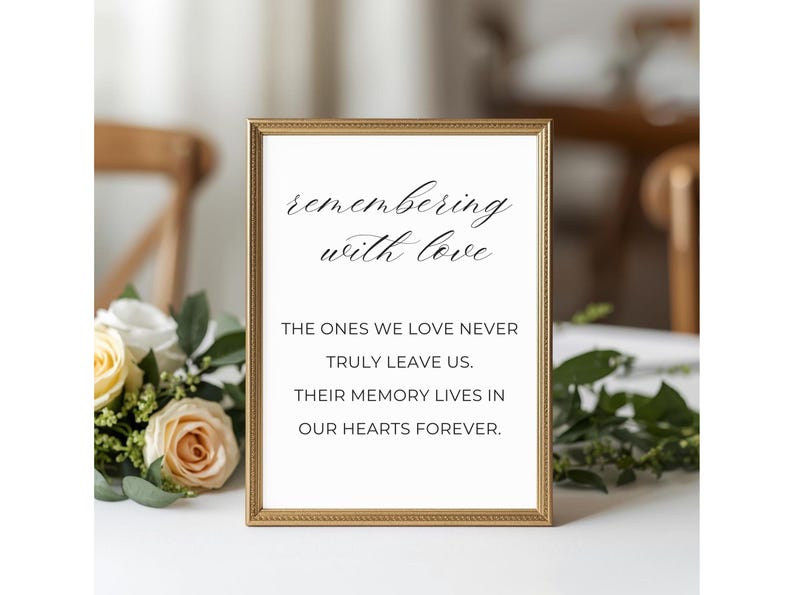 Memory Table Sign Printable “remembering With Love” 5x7 & 8x10 Wedding ...