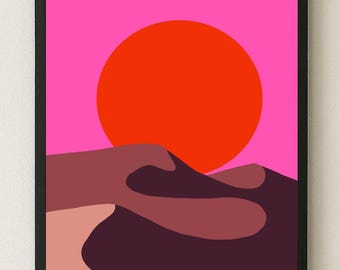Desert sunset –  illustration – Digital Art Print