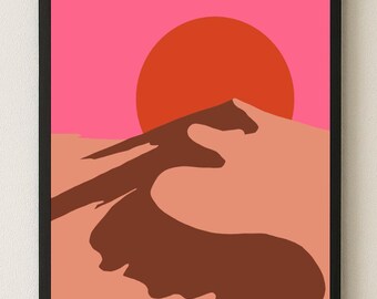 Desert sunset –  illustration – Digital Art Print