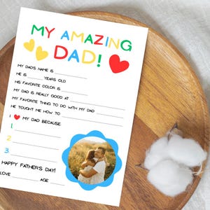 Día del padre, tarjeta del día del padre, regalo de los niños, ¡Mi increíble papá!, regalo del día del padre, carta del día del padre, lindo regalo de los niños, sorpresa