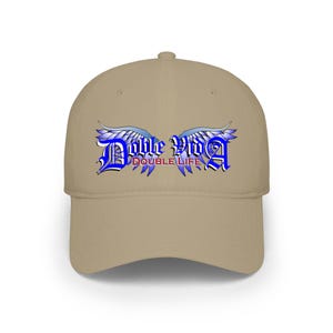 Double Life Gothic Script cap | Embroidered winged logo cap