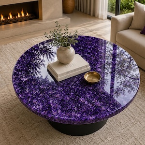 Purple Crystal Accent Coffee Table Amethyst Stone Modern Living Room  Decors Interior