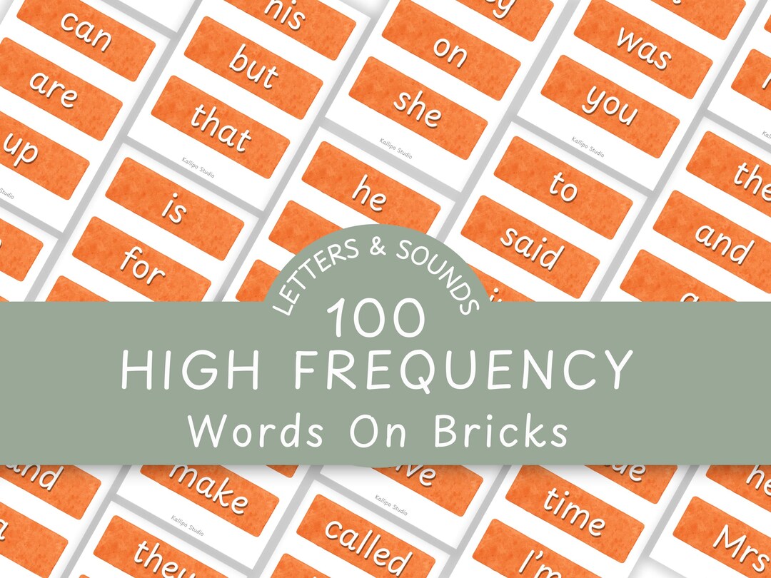 100 High Frequency Words on Bricks Printable Word Wall Sight Words ...