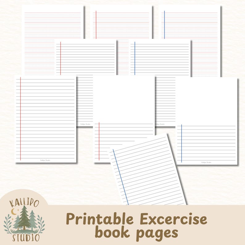 Linned Writing Guide Lined Paper Printable Handwriting Practice Sheet Lined Paper for Letter ...