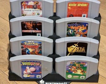 Nintendo 64 Cartridge Display Stand, 3D Printed N64 Game Cartridge Holder (8 Games)