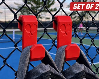 Pickleball Bag Hooks for Fence Set of 2 Backpack Holder Court Accessory