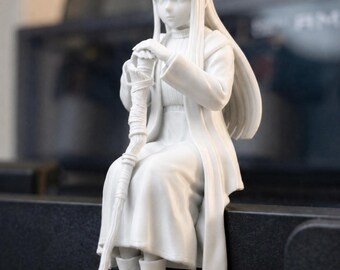 Fern Unpainted Edge Sitter Figure, Frieren Anime Display Statue, Fern Miniature Decor