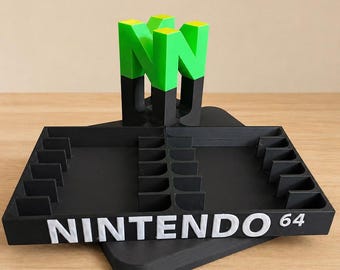 Nintendo 64 Cartridge Display Stand, 3D Printed N64 Retro Game Cartridge Holder (10 Games)