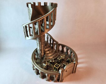 Castle Dice Tower - wenteltrapontwerp voor D&D, bordspellen, RPG's - 7 inch hoog