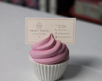 Cupcake Business Card Holder - Cafe Bakery Pastry Card Holder Organizer Counter