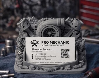 Car Mechanic Business Card Holder Crafts Card Holder Organizer Desk Automotive Engine