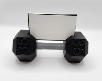 Dumbbell Business Card Holder Gym Desk Decor Fitness Office Gift Personal Trainer Business Card Stand