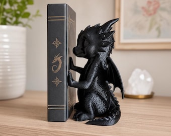 Baby Dragon Book Holder | Decorative Book Nook | Fantasy Bookshelf Decor | Dragon Lover Gift | Bookworm Gift