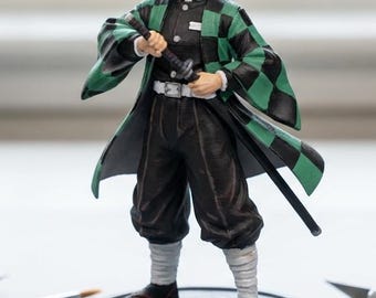 Tanjiro Kamado Unpainted Figure, Demon Slayer Display Statue, Anime Collectible Miniature