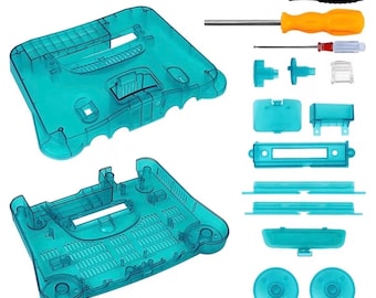 Nintendo 64 (N64) Blue Replacement Transparent Shell Case Translucent Game Console - Tools Included
