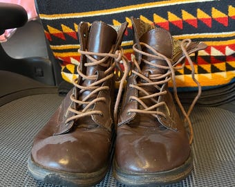 Cherokee women’s brown Leather lace up combat boots