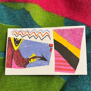 Disney Art of colouring The Nightmare Before Christmas Lock's Devil Tail Handgekleurde uitgesneden collagekunstenaarsruilkaart