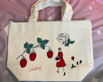 Audrey Japanese canvas lunch tote bag