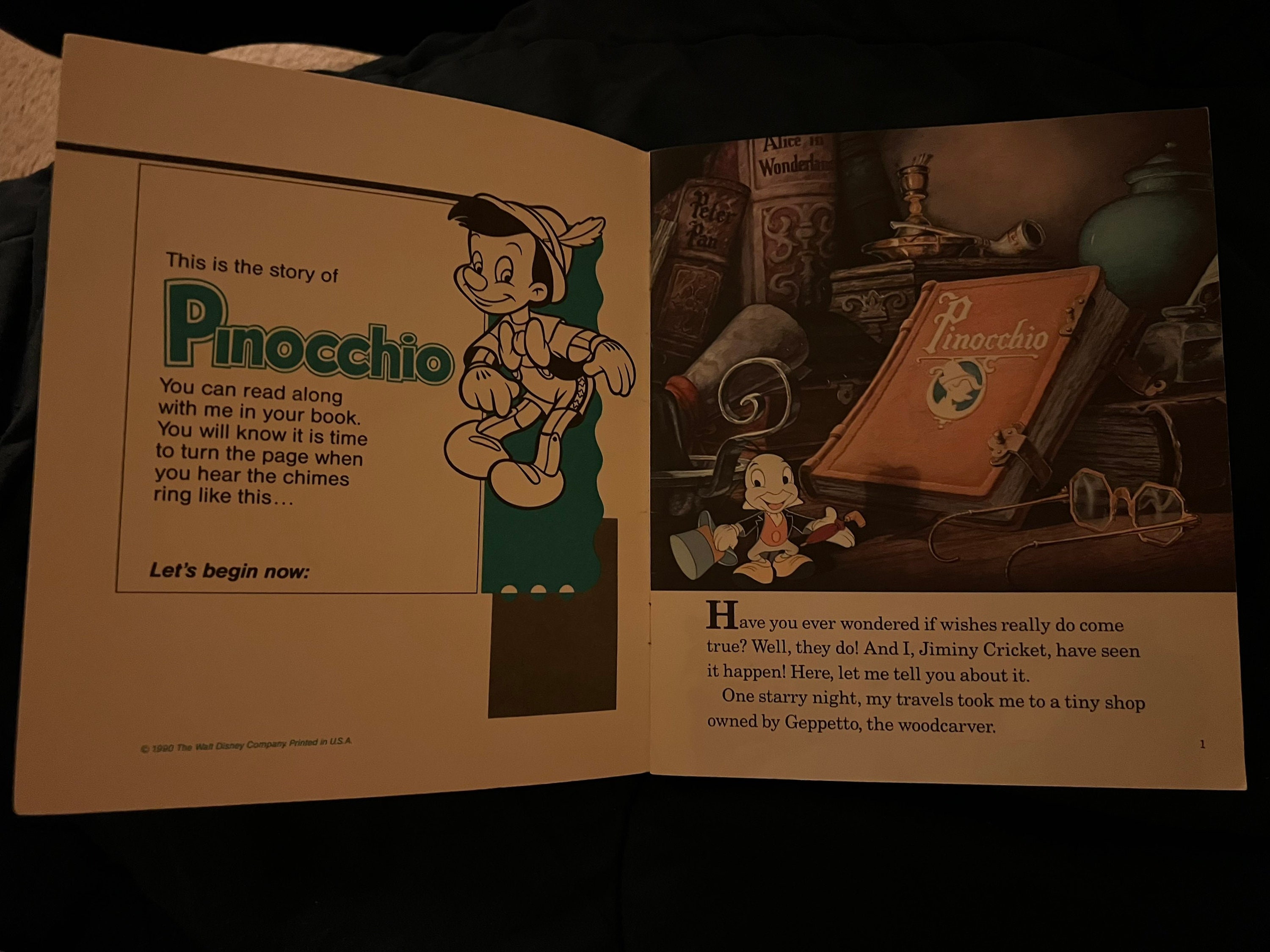 Disneys pinocchio childrens read along book no cassette etsy