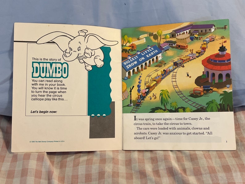 Disney’s Dumbo Vintage Children’s Read Along Book (1990)—no Cassette - Etsy