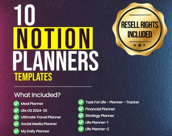Notion Life Planner Template: 10-in-1 Digital Organizer (2024-25 Bundle)