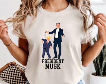 Camiseta de sátira política: Elon Musk, Partido Nueva América, camiseta anti-Trump con la bandera de EE. UU.
