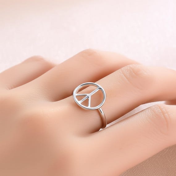 Handmade Peace Symbol Ring, Sterling Silver or Gold Filled - Etsy