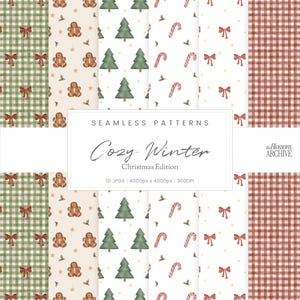 Cozy Winter – Christmas Edition | Hand-Drawn Seamless Patterns | Holiday Digital Paper Set
