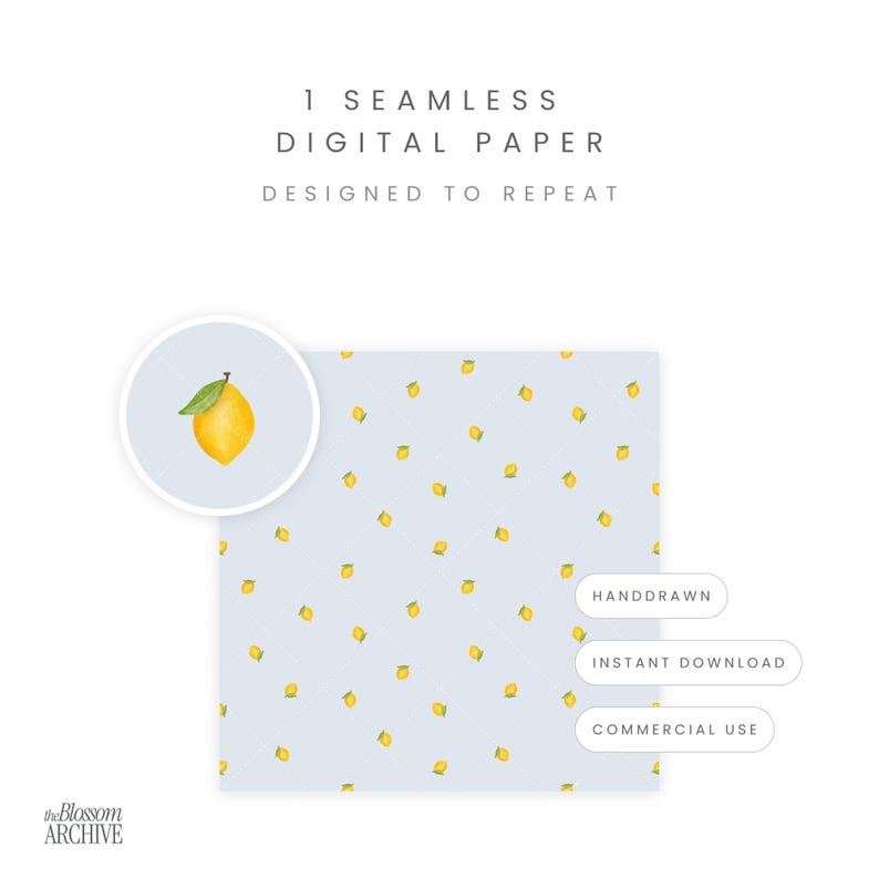 Mini Lemon | Hand-drawn Watercolor Seamless Pattern | Citrus Fruit ...