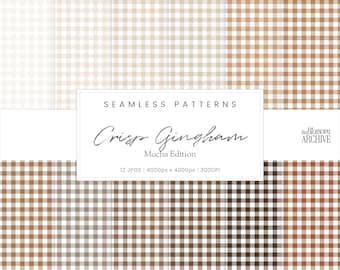 Crisp Gingham - Mocha Edition | Seamless Digital Paper Set | Plaid Patterns for Scrapbooking, Gift Wrapping
