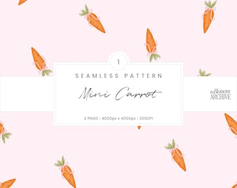 Miniwortel | Handgetekende aquarel naadloos patroon | Digitaal lentepapier | png