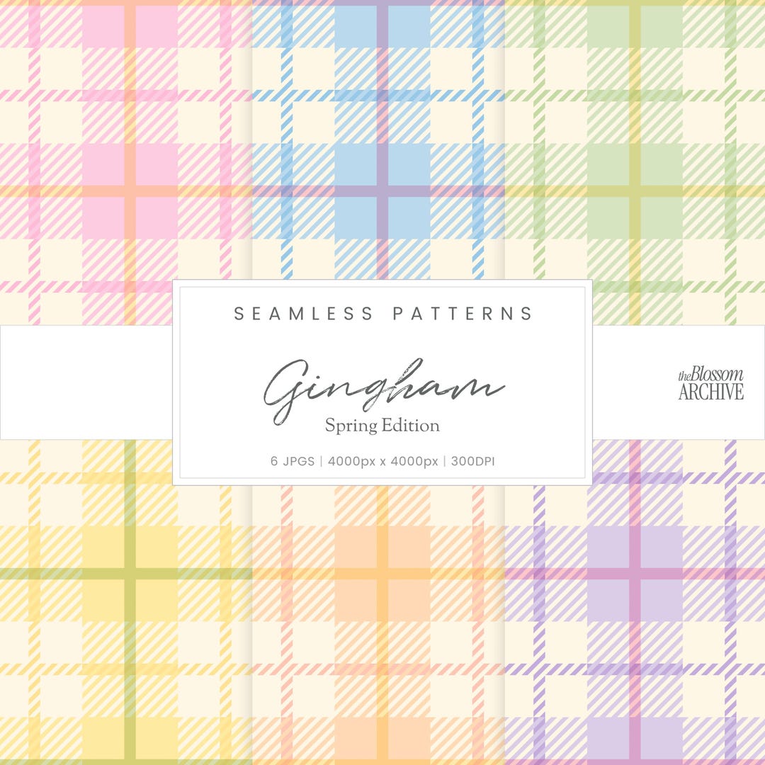Gingham – Spring Edition | Seamless Patterns | Hand-drawn Pastel Plaid ...