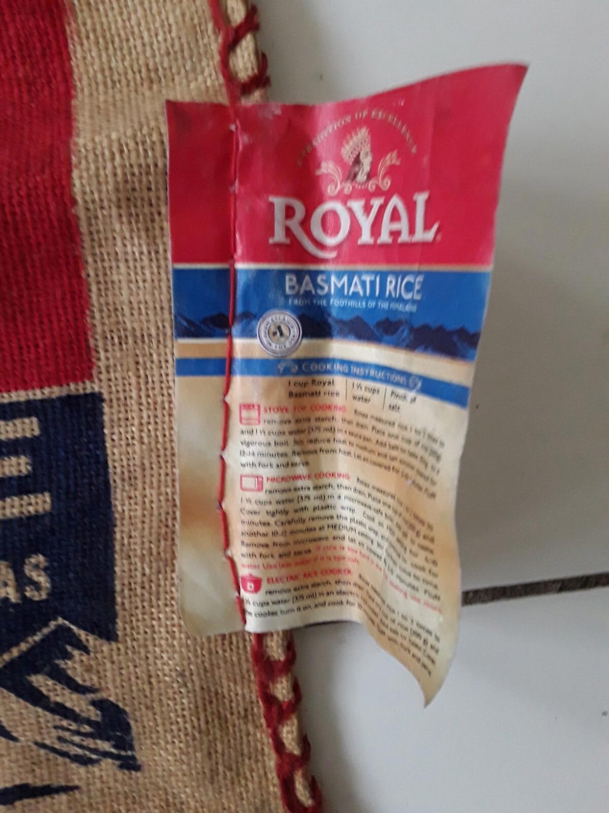 Royal Basmati Rice Bag 20lbs Handles Zipper 25th Anniversary Empty Bag ...